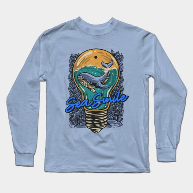 WHALE (SEA SMILE) Long Sleeve T-Shirt by S-Log